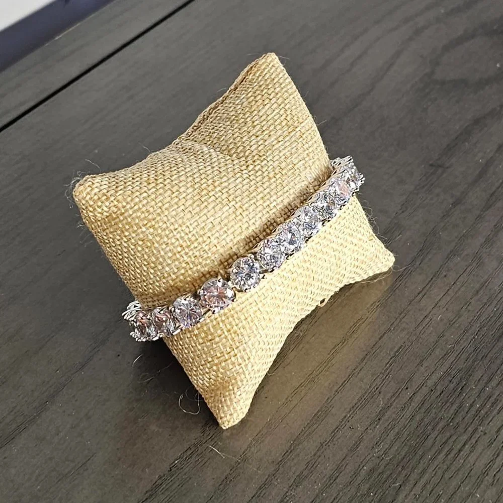 Clear Impression Tennis Bracelet Set in Silver